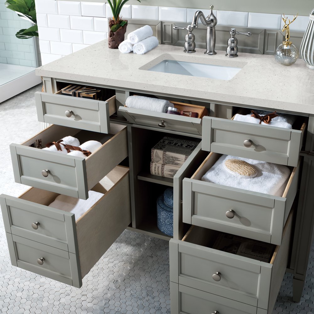 James Martin - Brittany 48" Single Vanity, Urban Gray w/ 3 CM Lime Delight Silestone Top - 650-V48-UGR-3LDL view 5