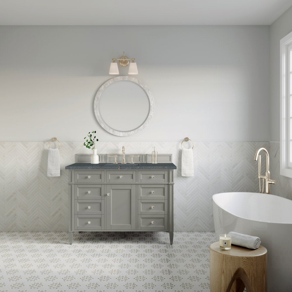 James Martin - Brittany 48" Single Vanity, Urban Gray w/ 3 CM Parisien Bleu Silestone Top w/FreePower Wireless Charger - 650-V48-UGR-FPBL view 4