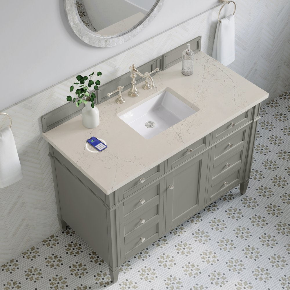 James Martin - Brittany 48" Single Vanity, Urban Gray, w/ 3 CM Siberian Silestone Top w/FreePower Wireless Charger - 650-V48-UGR-FSFR view 6