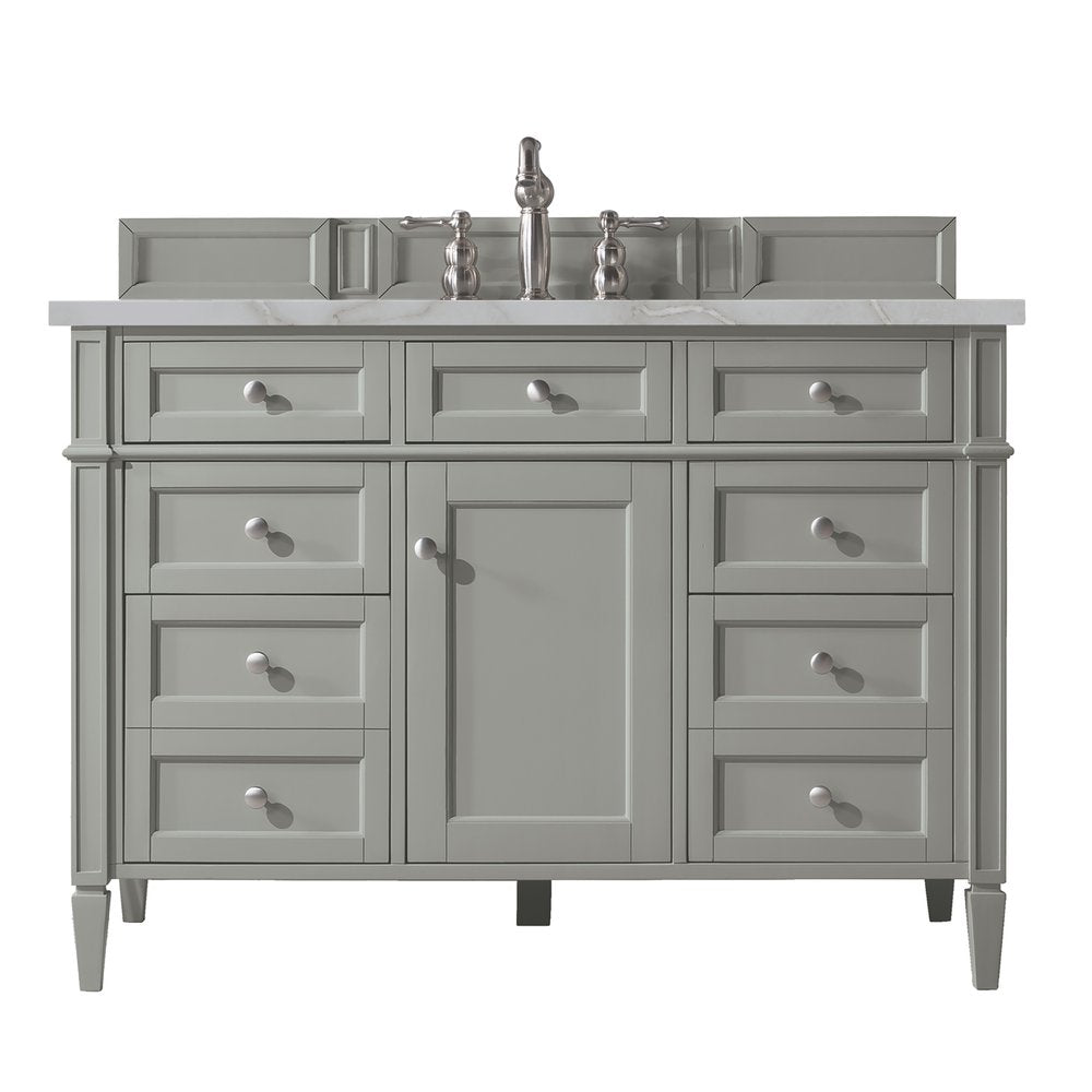 James Martin - Brittany 48" Single Vanity, Urban Gray w/ 3 CM Victorian Silver Silestone Top - 650-V48-UGR-3VSL view 1