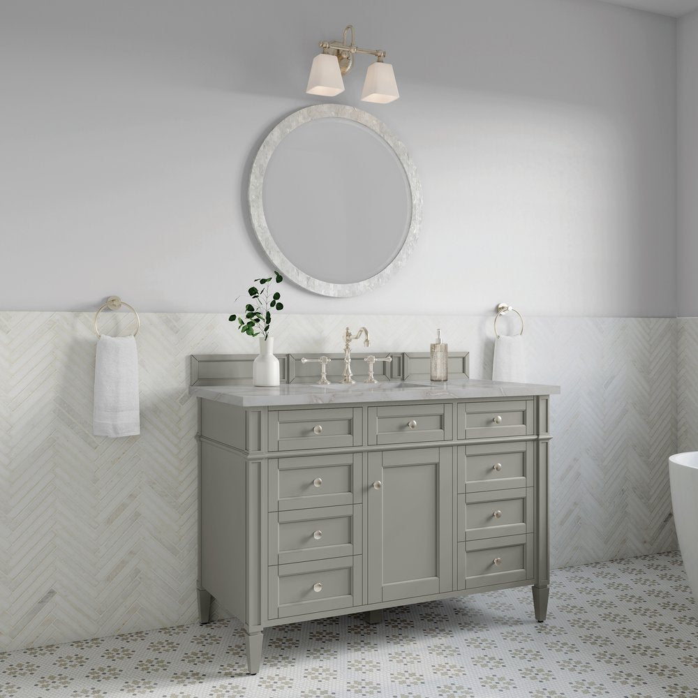 James Martin - Brittany 48" Single Vanity, Urban Gray w/ 3 CM Victorian Silver Silestone Top - 650-V48-UGR-3VSL view 4