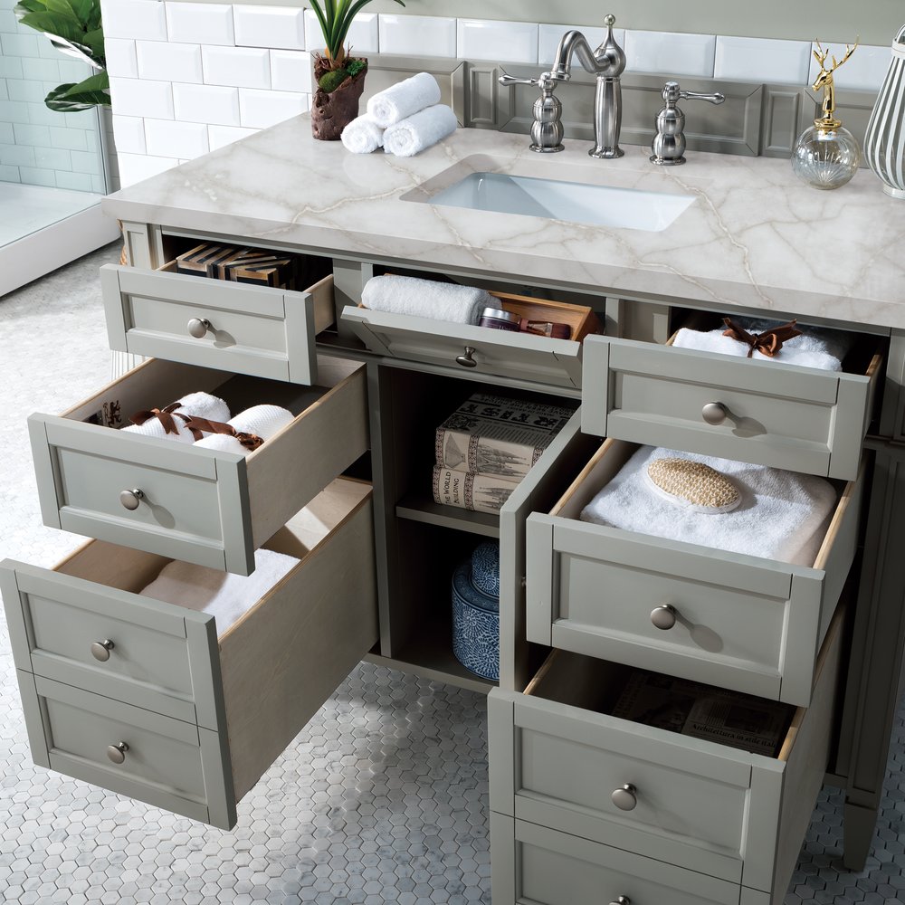 James Martin - Brittany 48" Single Vanity, Urban Gray w/ 3 CM Victorian Silver Silestone Top - 650-V48-UGR-3VSL view 5