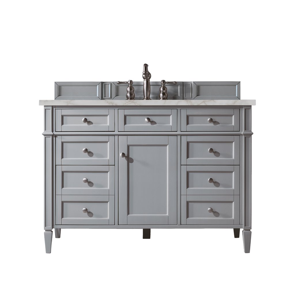 James Martin - Brittany 48" Single Vanity, Urban Gray w/ 3 CM Victorian Silver Silestone Top w/FreePower Wireless Charger - 650-V48-UGR-FVSL view 1