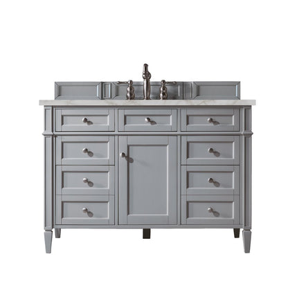 James Martin - Brittany 48" Single Vanity, Urban Gray w/ 3 CM Victorian Silver Silestone Top w/FreePower Wireless Charger - 650-V48-UGR-FVSL view 1