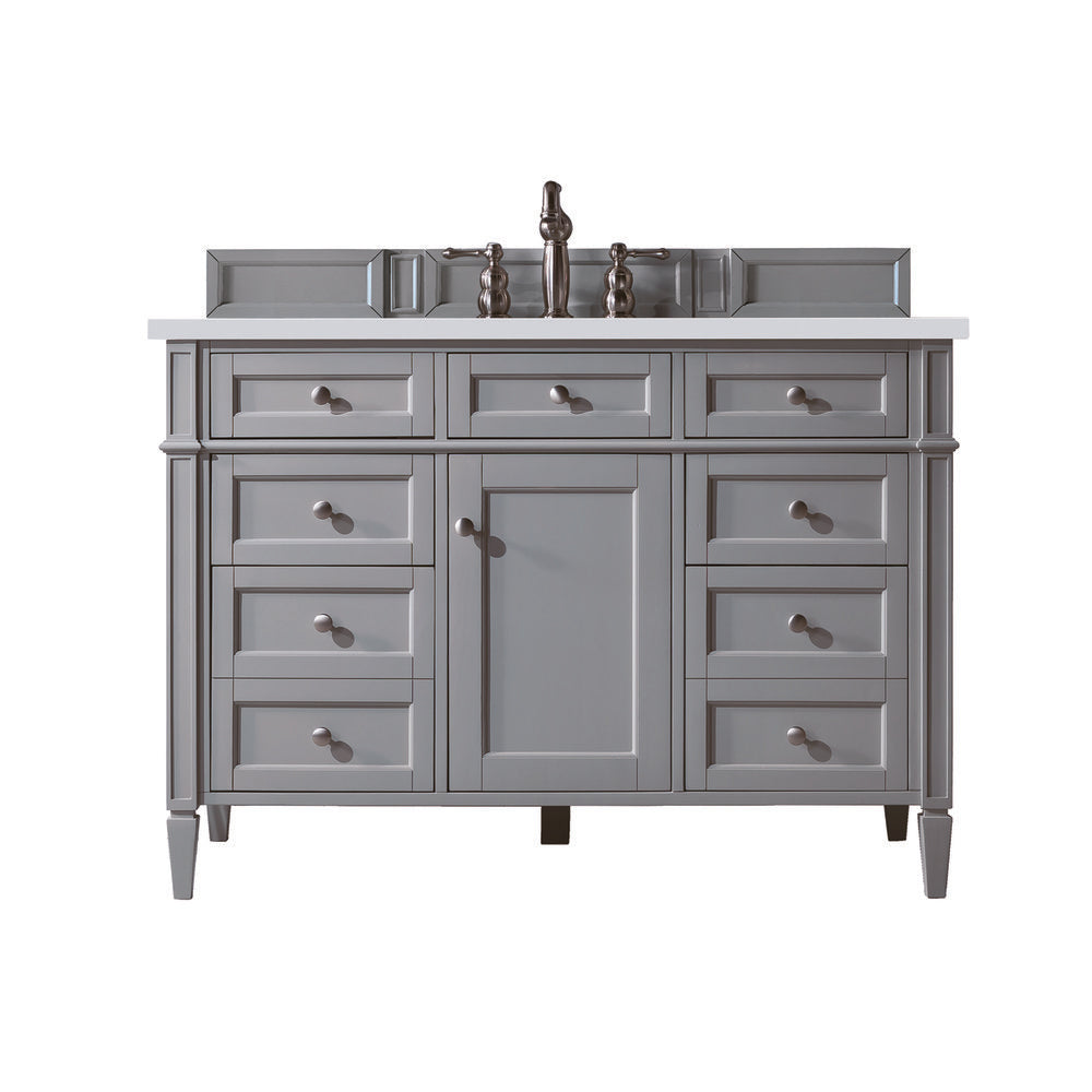 James Martin - Brittany 48" Single Vanity, Urban Gray w/ 3 CM White Zeus Silestone Top - 650-V48-UGR-3WZ view 1