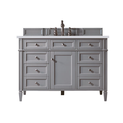 James Martin - Brittany 48" Single Vanity, Urban Gray w/ 3 CM White Zeus Silestone Top - 650-V48-UGR-3WZ view 1