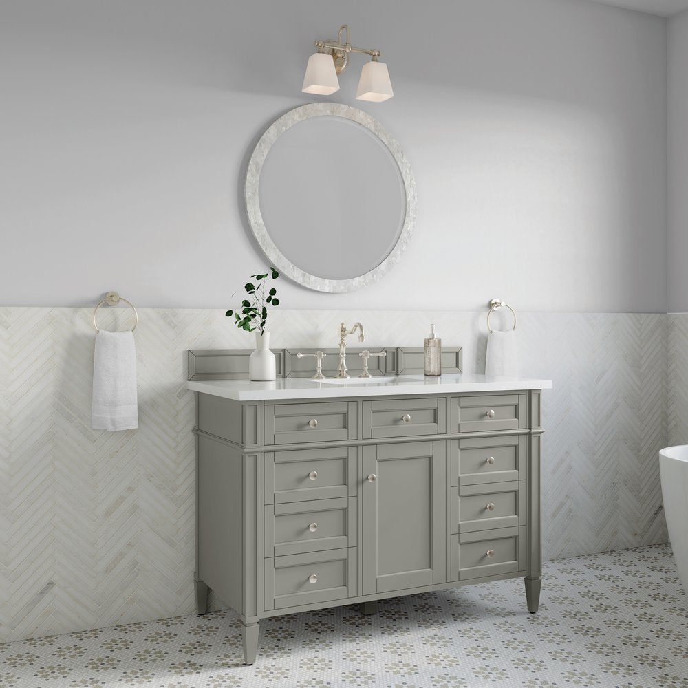 James Martin - Brittany 48" Single Vanity, Urban Gray w/ 3 CM White Zeus Silestone Top - 650-V48-UGR-3WZ view 4