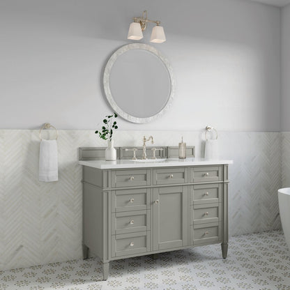 James Martin - Brittany 48" Single Vanity, Urban Gray w/ 3 CM White Zeus Silestone Top - 650-V48-UGR-3WZ view 4