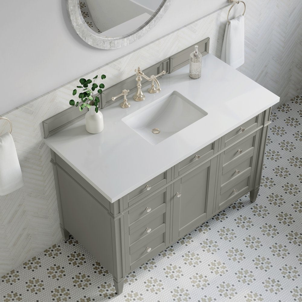 James Martin - Brittany 48" Single Vanity, Urban Gray w/ 3 CM White Zeus Silestone Top - 650-V48-UGR-3WZ view 6