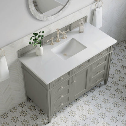 James Martin - Brittany 48" Single Vanity, Urban Gray w/ 3 CM White Zeus Silestone Top - 650-V48-UGR-3WZ view 6