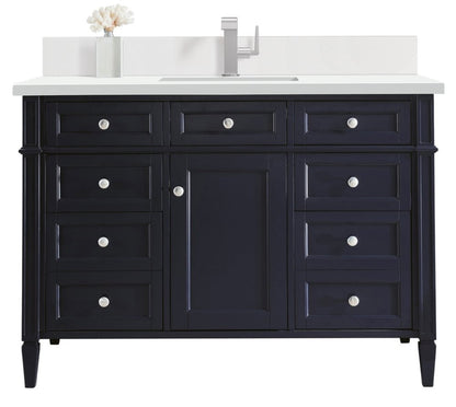 James Martin - Brittany 48" Single Vanity, Victory Bleu w/ Single Hole 3 CM White Zeus Silestone Top & Backsplash - 650-V48-VBL-1WZ view 1