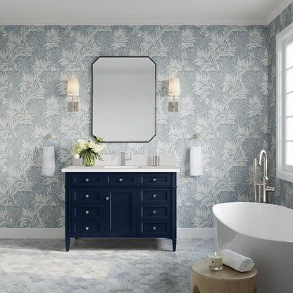 James Martin - Brittany 48" Single Vanity, Victory Bleu w/ Single Hole 3 CM White Zeus Silestone Top & Backsplash - 650-V48-VBL-1WZ view 3