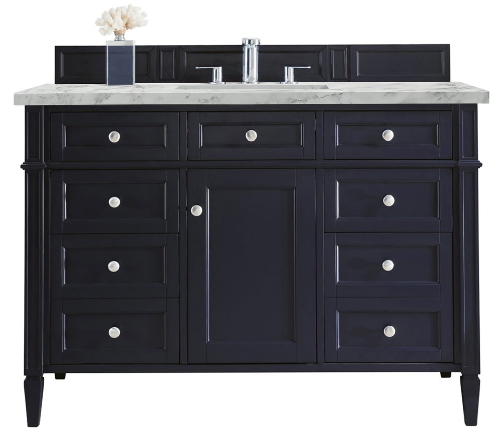 James Martin - Brittany 48" Single Vanity, Victory Blue w/ 3 CM Carrara Marble Top - 650-V48-VBL-3CAR view 1