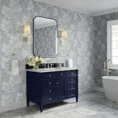 James Martin - Brittany 48" Single Vanity, Victory Blue w/ 3 CM Carrara Marble Top - 650-V48-VBL-3CAR view 4