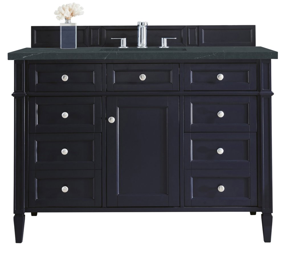 James Martin - Brittany 48" Single Vanity, Victory Blue w/ 3 CM Charcoal Soapstone Silestone Top - 650-V48-VBL-3CSP view 1