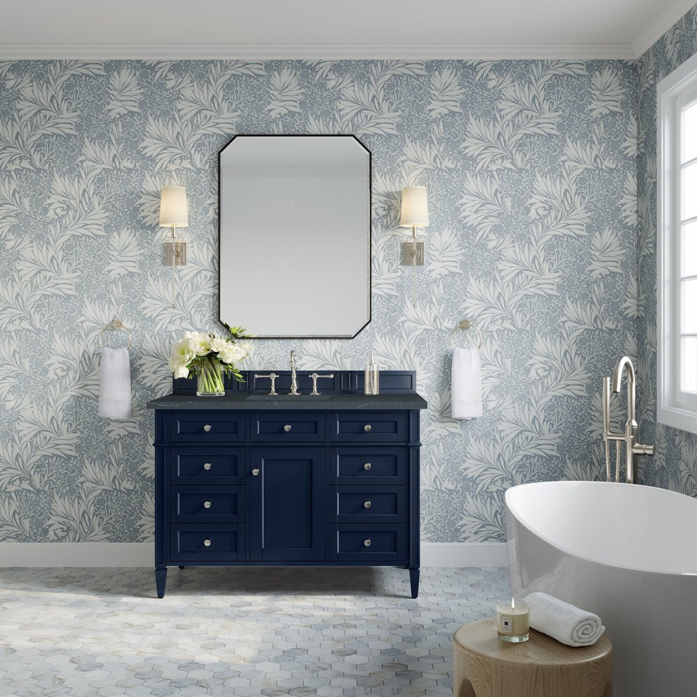 James Martin - Brittany 48" Single Vanity, Victory Blue w/ 3 CM Charcoal Soapstone Silestone Top - 650-V48-VBL-3CSP view 3