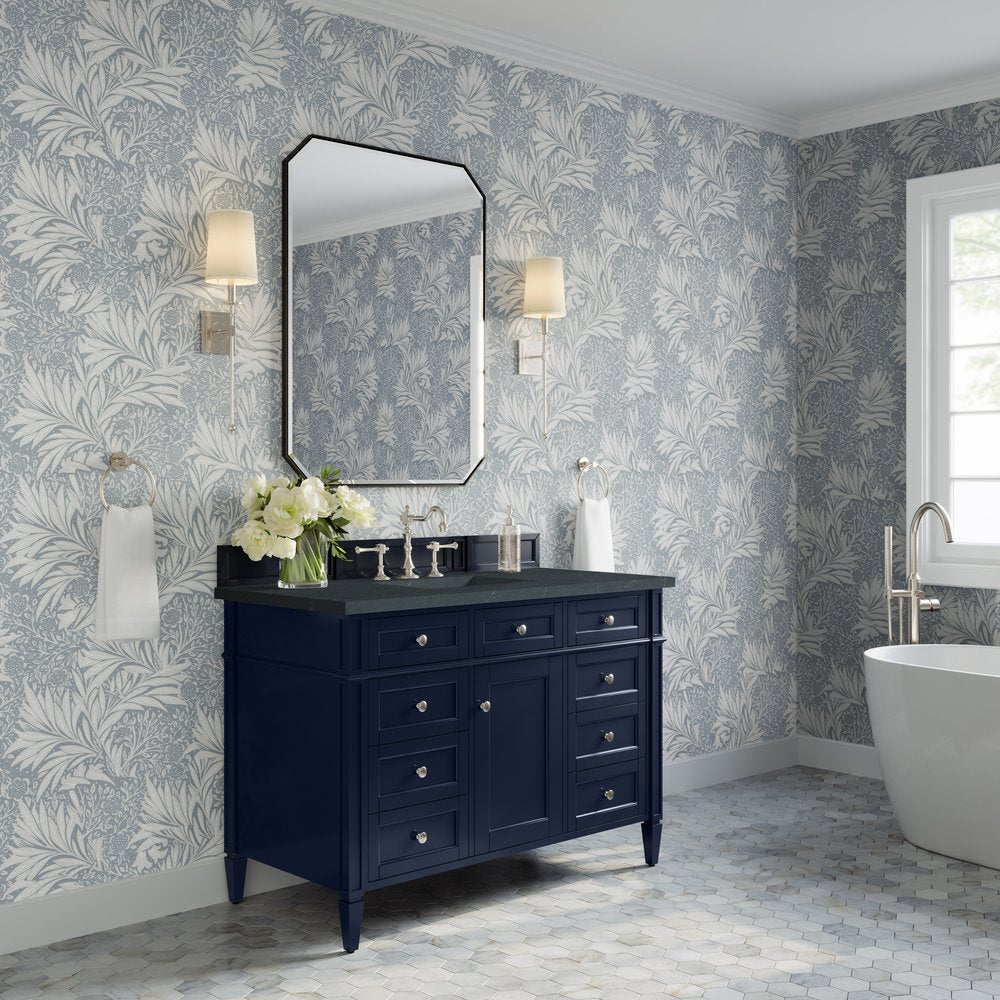 James Martin - Brittany 48" Single Vanity, Victory Blue w/ 3 CM Charcoal Soapstone Silestone Top - 650-V48-VBL-3CSP view 4