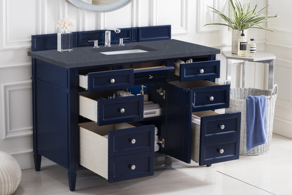 James Martin - Brittany 48" Single Vanity, Victory Blue w/ 3 CM Charcoal Soapstone Silestone Top - 650-V48-VBL-3CSP view 5
