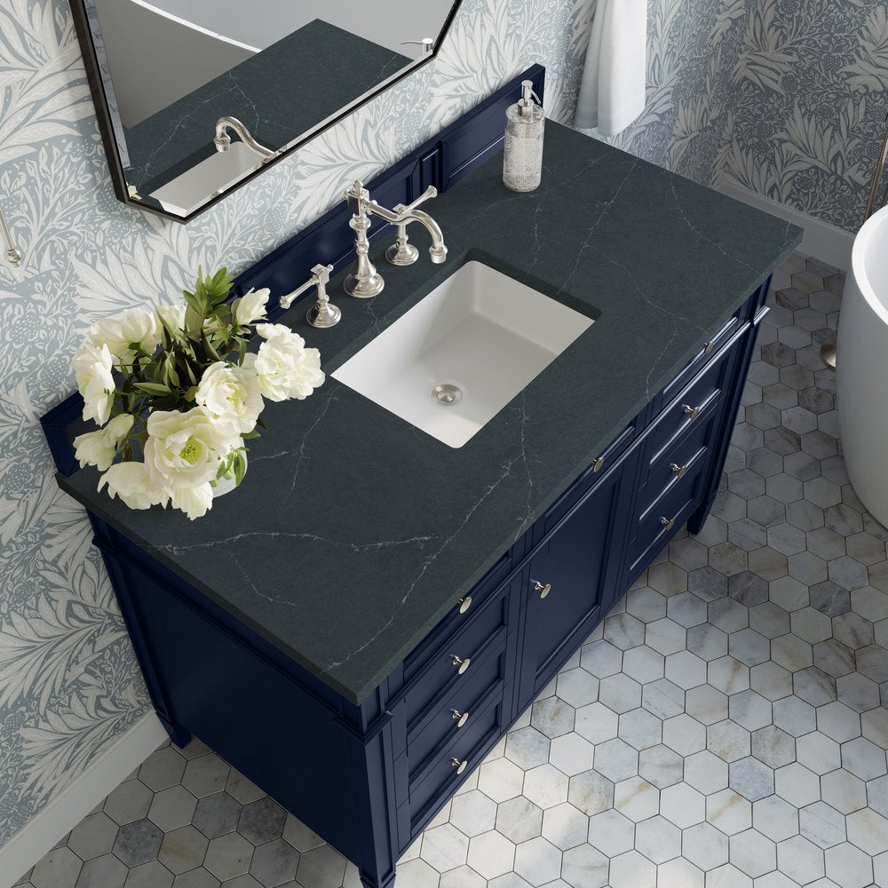 James Martin - Brittany 48" Single Vanity, Victory Blue w/ 3 CM Charcoal Soapstone Silestone Top - 650-V48-VBL-3CSP view 7