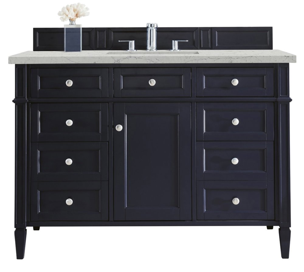 James Martin - Brittany 48" Single Vanity, Victory Blue w/ 3 CM Eternal Jasmine Pearl Silestone Top - 650-V48-VBL-3EJP view 1