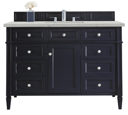 James Martin - Brittany 48" Single Vanity, Victory Blue w/ 3 CM Eternal Jasmine Pearl Silestone Top - 650-V48-VBL-3EJP view 1