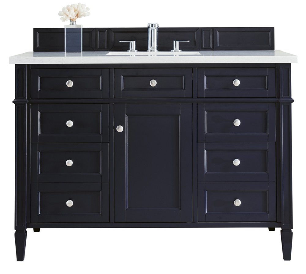 James Martin - Brittany 48" Single Vanity, Victory Blue w/ 3 CM Eternal Jasmine Pearl Silestone Top w/FreePower Wireless Charger - 650-V48-VBL-FEJP view 1