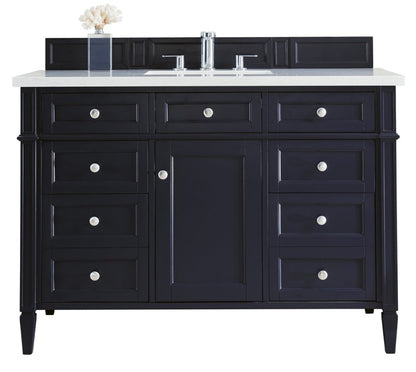 James Martin - Brittany 48" Single Vanity, Victory Blue w/ 3 CM Eternal Jasmine Pearl Silestone Top w/FreePower Wireless Charger - 650-V48-VBL-FEJP view 1