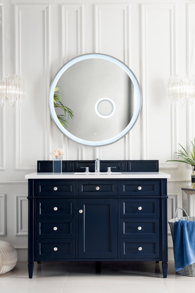 James Martin - Brittany 48" Single Vanity, Victory Blue w/ 3 CM Eternal Jasmine Pearl Silestone Top w/FreePower Wireless Charger - 650-V48-VBL-FEJP view 4