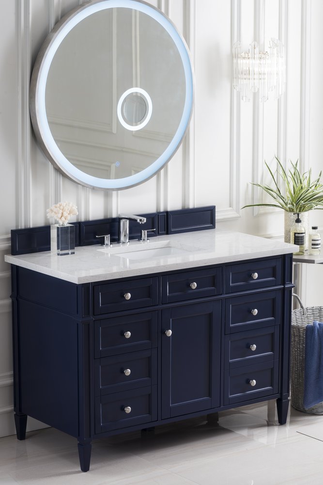 James Martin - Brittany 48" Single Vanity, Victory Blue w/ 3 CM Eternal Jasmine Pearl Silestone Top w/FreePower Wireless Charger - 650-V48-VBL-FEJP view 5