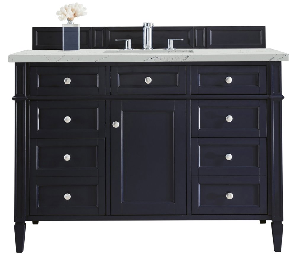 James Martin - Brittany 48" Single Vanity, Victory Blue w/ 3 CM Ethereal Noctis Silestone Top - 650-V48-VBL-3ENC view 1
