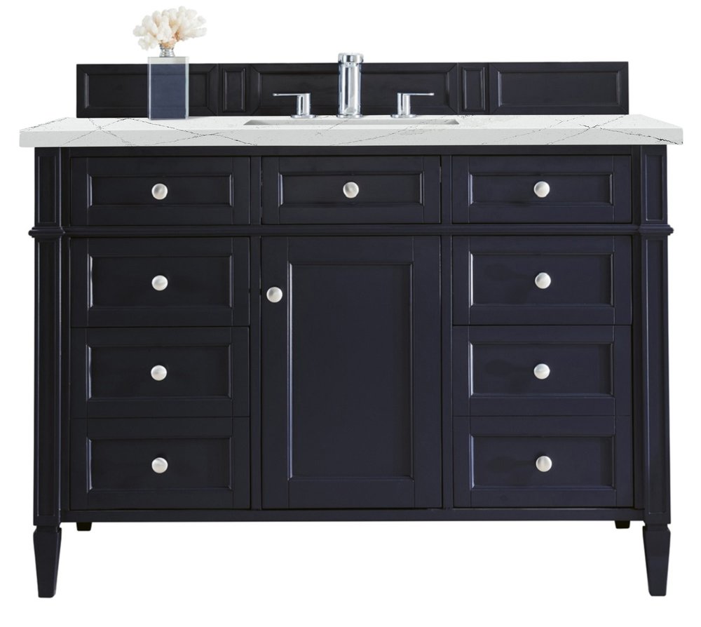 James Martin - Brittany 48" Single Vanity, Victory Blue w/ 3 CM Ethereal Noctis Silestone Top w/FreePower Wireless Charger - 650-V48-VBL-FENC view 1