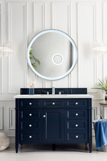James Martin - Brittany 48" Single Vanity, Victory Blue w/ 3 CM Ethereal Noctis Silestone Top w/FreePower Wireless Charger - 650-V48-VBL-FENC view 4