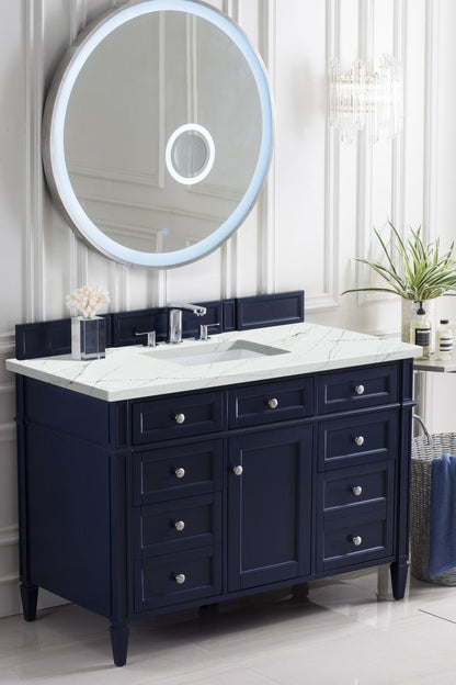 James Martin - Brittany 48" Single Vanity, Victory Blue w/ 3 CM Ethereal Noctis Silestone Top w/FreePower Wireless Charger - 650-V48-VBL-FENC view 5