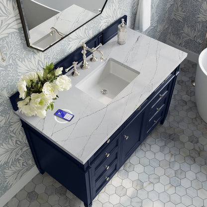 James Martin - Brittany 48" Single Vanity, Victory Blue w/ 3 CM Ethereal Noctis Silestone Top w/FreePower Wireless Charger - 650-V48-VBL-FENC view 7