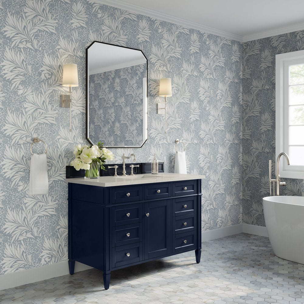 James Martin - Brittany 48" Single Vanity, Victory Blue, w/ 3 CM Siberian Silestone Top - 650-V48-VBL-3SFR view 4