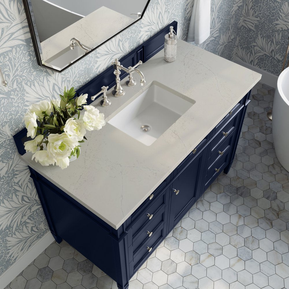 James Martin - Brittany 48" Single Vanity, Victory Blue, w/ 3 CM Siberian Silestone Top - 650-V48-VBL-3SFR view 6