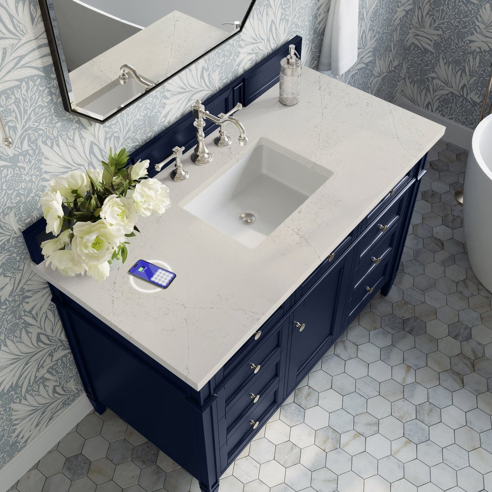 James Martin - Brittany 48" Single Vanity, Victory Blue, w/ 3 CM Siberian Silestone Top w/FreePower Wireless Charger - 650-V48-VBL-FSFR view 6