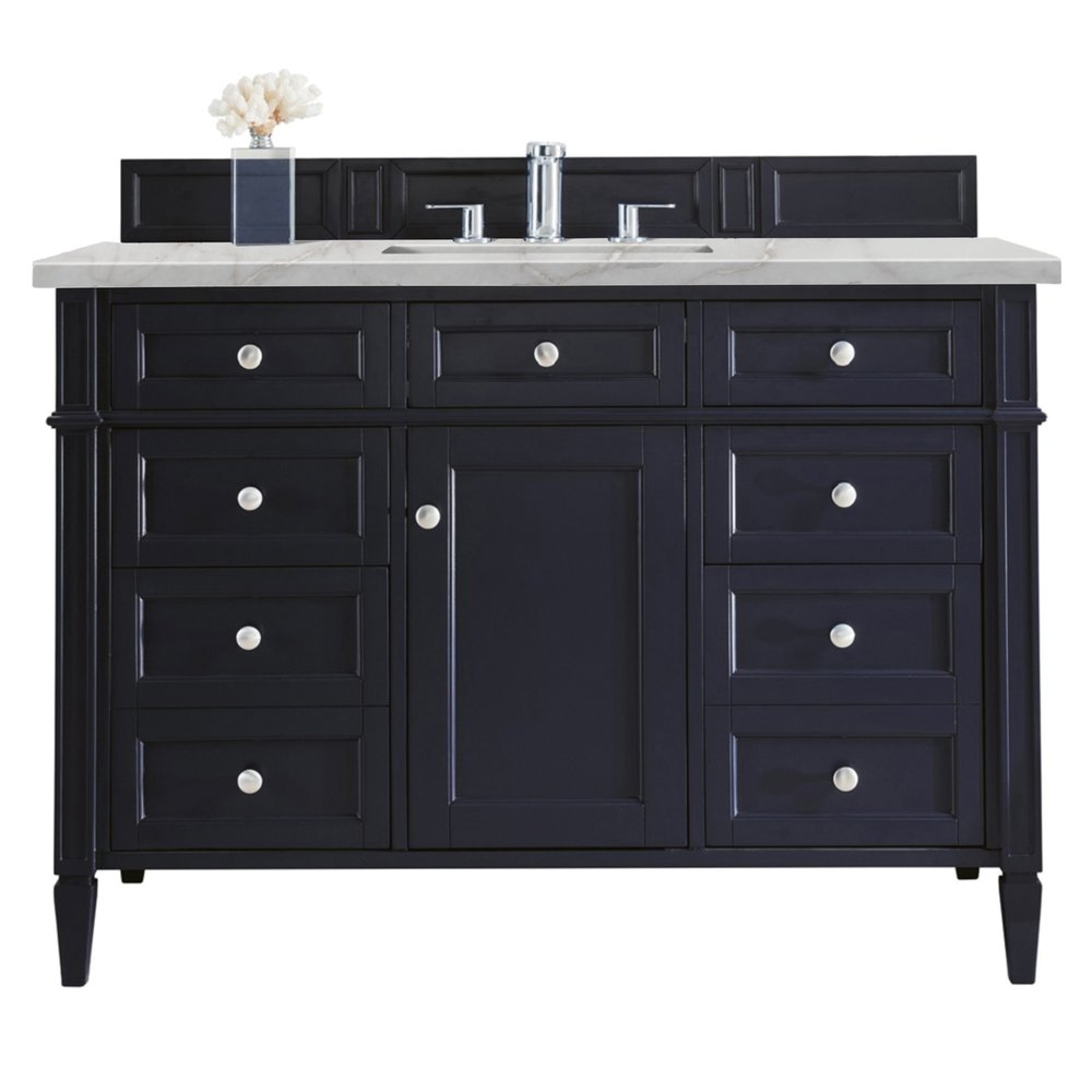 James Martin - Brittany 48" Single Vanity, Victory Blue w/ 3 CM Victorian Silver Silestone Top w/FreePower Wireless Charger - 650-V48-VBL-FVSL view 1