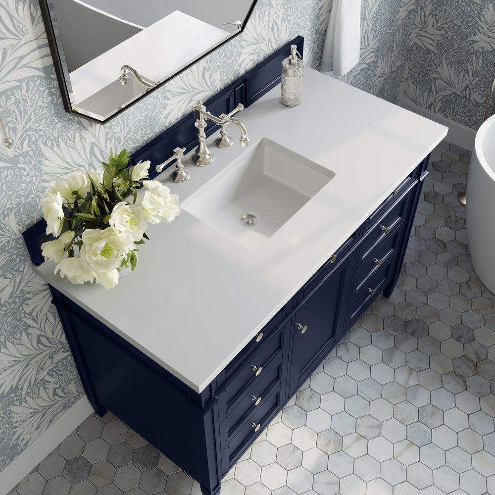 James Martin - Brittany 48" Single Vanity, Victory Blue w/ 3 CM White Zeus Silestone Top - 650-V48-VBL-3WZ view 6