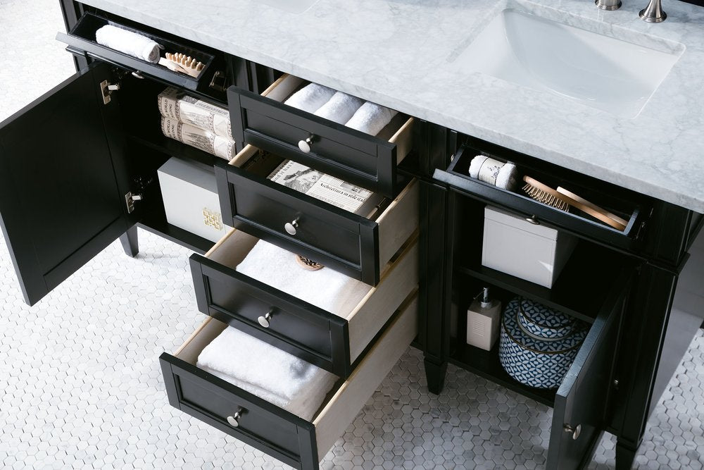 James Martin - Brittany 60" Double Vanity, Black Onyx w/ 3 CM Carrara Marble Top - 650-V60D-BKO-3CAR view 5