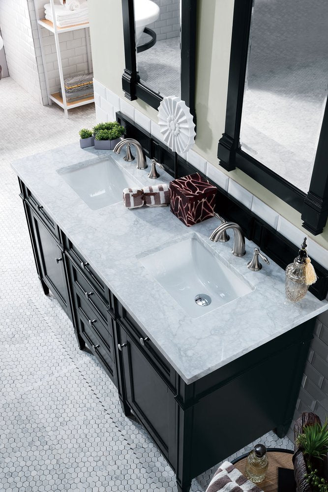 James Martin - Brittany 60" Double Vanity, Black Onyx w/ 3 CM Carrara Marble Top - 650-V60D-BKO-3CAR view 6