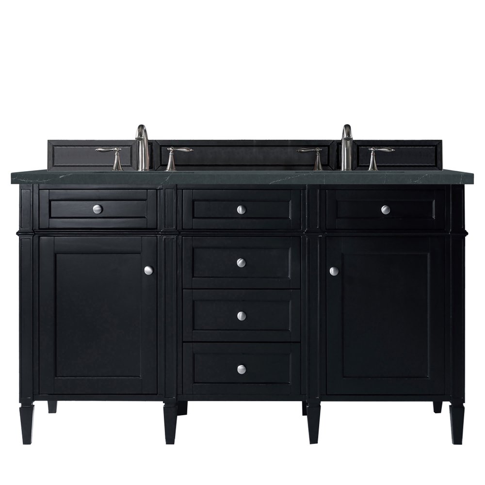 James Martin - Brittany 60" Double Vanity, Black Onyx w/ 3 CM Charcoal Soapstone Silestone Top - 650-V60D-BKO-3CSP view 1