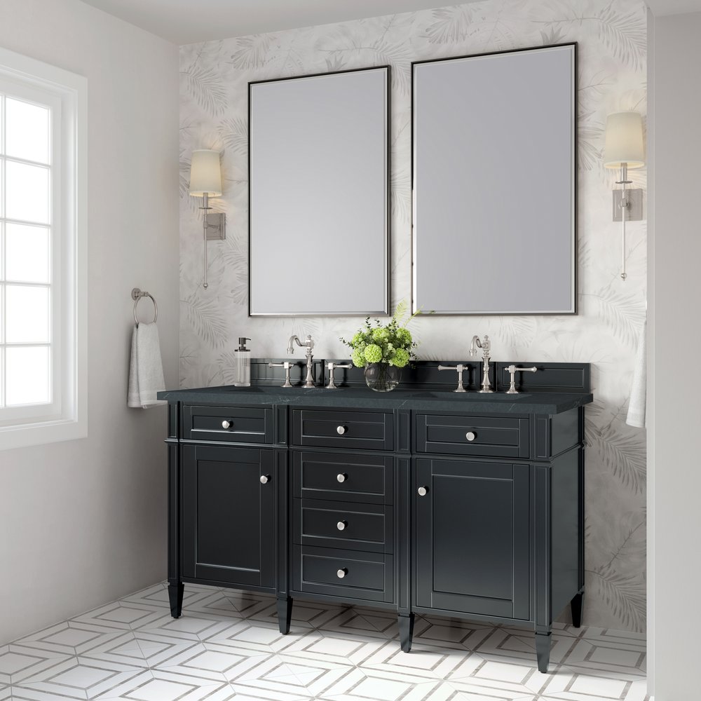 James Martin - Brittany 60" Double Vanity, Black Onyx w/ 3 CM Charcoal Soapstone Silestone Top - 650-V60D-BKO-3CSP view 4