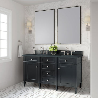 James Martin - Brittany 60" Double Vanity, Black Onyx w/ 3 CM Charcoal Soapstone Silestone Top - 650-V60D-BKO-3CSP view 4