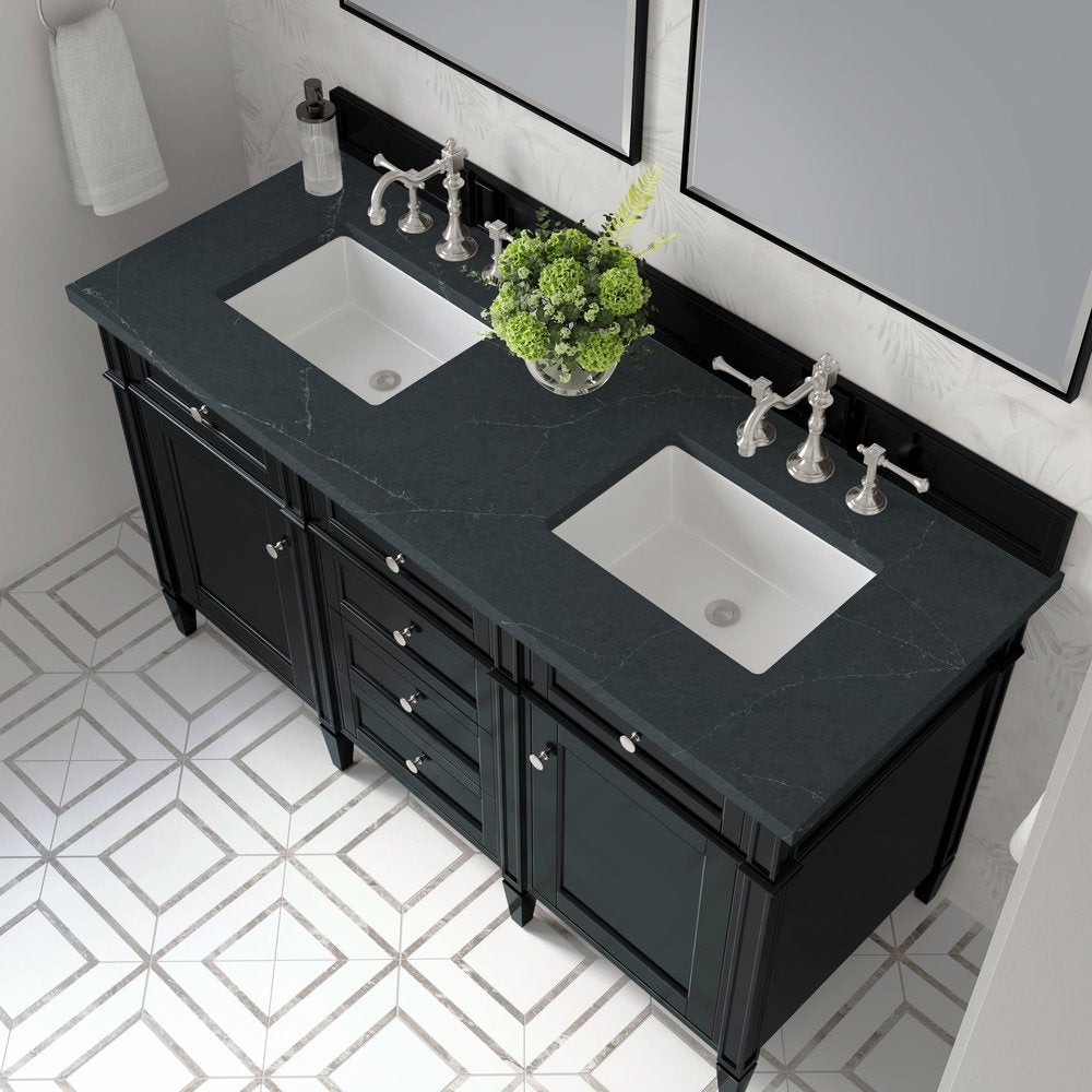James Martin - Brittany 60" Double Vanity, Black Onyx w/ 3 CM Charcoal Soapstone Silestone Top - 650-V60D-BKO-3CSP view 7