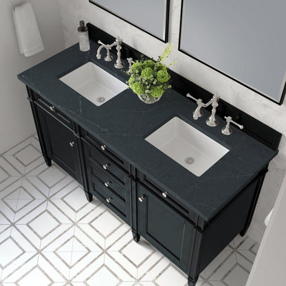 James Martin - Brittany 60" Double Vanity, Black Onyx w/ 3 CM Charcoal Soapstone Silestone Top - 650-V60D-BKO-3CSP view 7