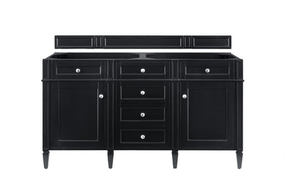 James Martin - Brittany 60" Double Vanity, Black Onyx w/ 3 CM Eternal Jasmine Pearl Silestone Top - 650-V60D-BKO-3EJP view 2