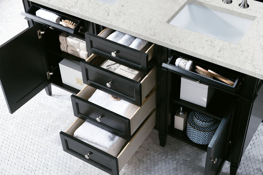 James Martin - Brittany 60" Double Vanity, Black Onyx w/ 3 CM Eternal Jasmine Pearl Silestone Top - 650-V60D-BKO-3EJP view 5