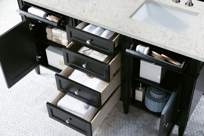 James Martin - Brittany 60" Double Vanity, Black Onyx w/ 3 CM Eternal Jasmine Pearl Silestone Top - 650-V60D-BKO-3EJP view 5
