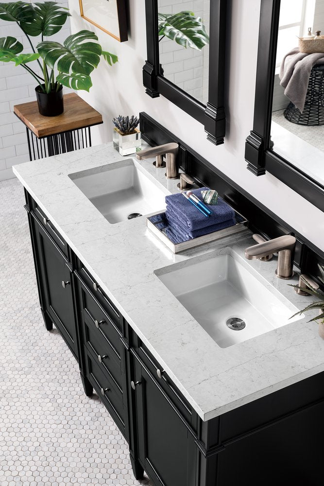 James Martin - Brittany 60" Double Vanity, Black Onyx w/ 3 CM Eternal Jasmine Pearl Silestone Top w/FreePower Wireless Charger - 650-V60D-BKO-FEJP view 5